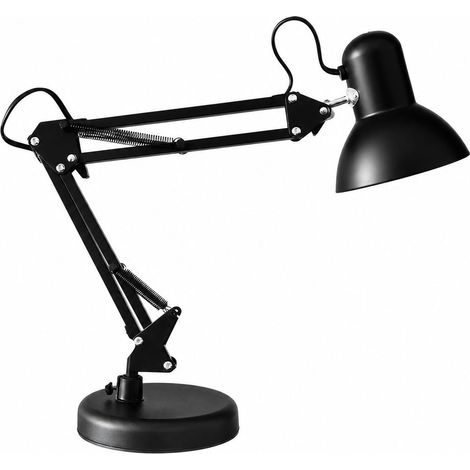 Lampe de bureau à bras articulé - Base lourde stable - Réglable 360° et E27 - pour manucure tatouage lecture bureau - Noir (1/5)