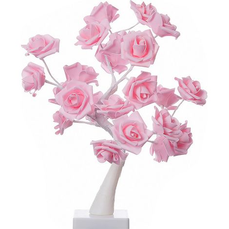 Lampe arbre à roses 24 LED, bonsaï de table, veilleuse pour chambre à coucher, salon, fête, 45x30cm, Roseate (1/5)
