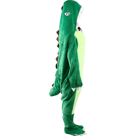 Peignoir dinosaure, pyjama, couverture dinosaure portable, couverture dinosaure ultra douce à capuche pour enfants et adultes, taille M (140 cm) (1/5)