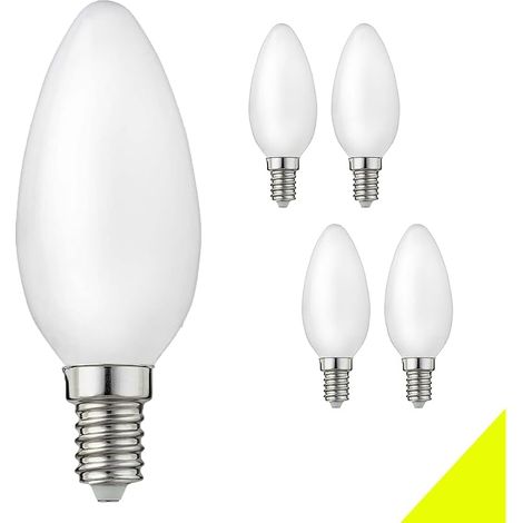 Ampoules LED Bougie C35, Petit Culot A Vis E14, 5W Equivalent Incandescence 40W, 2700K Blanc Chaud, 450 Lumen, Verre Mat Angle de Faisceau 360°Filament Forme Bougie Flamme rétro AC 220V (5 pièces) (1/5)