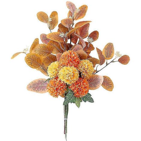 Bouquet de fleurs artificielles d'automne, roses en soie et tournesols, bouquets de mariée pour la décoration de la maison, des fêtes, des mariages et de Noël (champagne) (1/4)