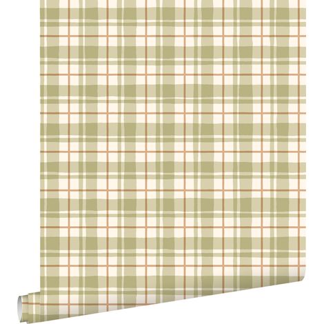 papier peint vichy vert et marron - ESTAhome