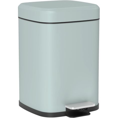 12L Stylish Light Green Metal Kitchen Bin - Modern Boxy Design for Home Organization