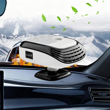 Chauffage et ventilateur de voiture portable 2 en 1 12 V - Dégivreur/désembueur de pare-brise rapide, rotation à 360°, prise allume-cigare (1/5)