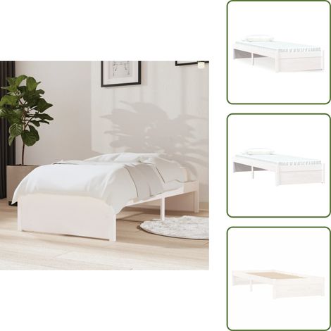Massivholzbett ohne Matratze Weiß 75x190 cm - Holzbett - Massivholzbette - Kiefernbett - Einzelbett - Jugendzimmer (1/5)