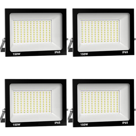 4x 150W Projecteur Exterieur LED, 15000LM Spot LED Extérieur, 6000K Blanc Froid Projecteur Led IP65 Imperméable Spot LED, Sécurité Floodlight pour Jardin Cour Terrasse Square Usine