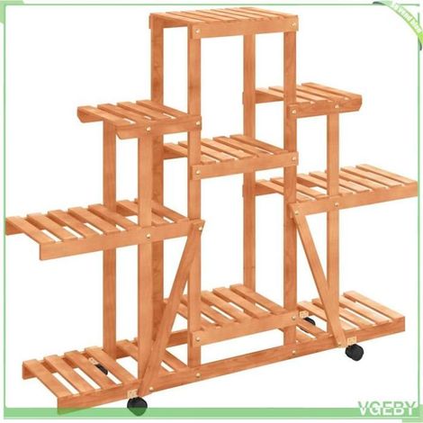 Support à fleurs - FAFEICY - 362852 - Bois massif sapin - 110x25x101 cm - Roulettes 360° (1/5)