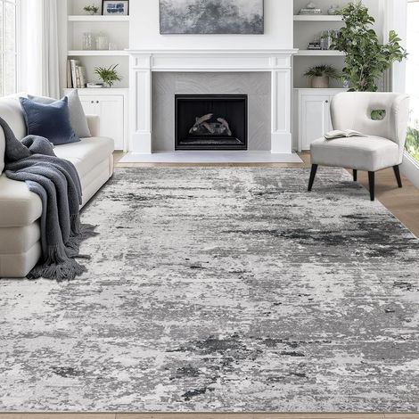 Grand Tapis Salon 200x300cm Tapis Gris Lavables Ultra Fins pour Chambre à Coucher Tapis de Plancher Abstrait Moderne antidérapant pour Salle à Manger Bureau de Cuisine (1/5)