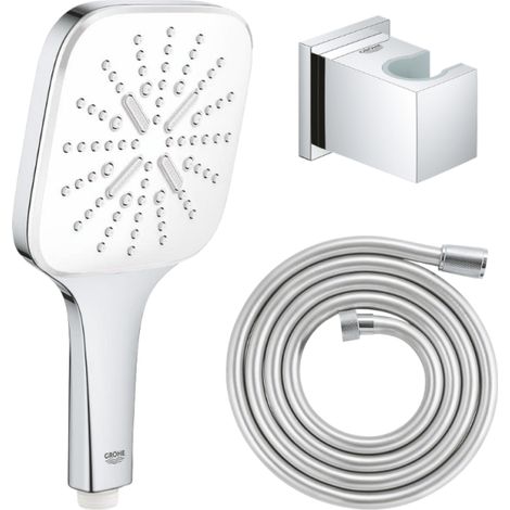 GROHE Vitalio Smartactive Teleducha cuadrada de 3 chorros cromada con flexible de 200 y soporte cuadrado (1/4)