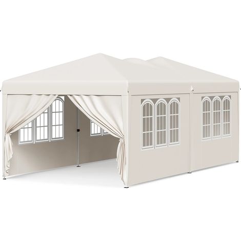 CAIziTonnelle pliante 3x6 m beige pop-up imperméable UPF50+ parois modulables
