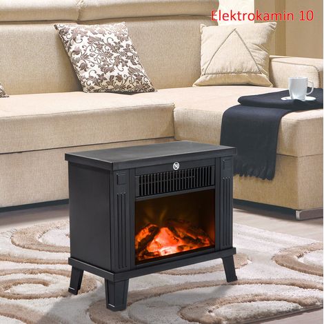 Chimenea eléctrica 34x17x31 cm de metal negro, efecto llama para salón FloraGrace (1/5)