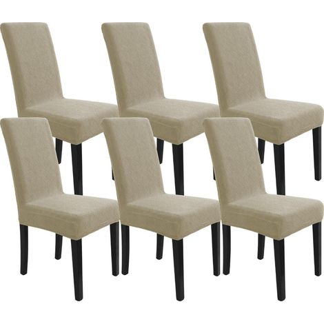 Stretch Stuhlhussen 6er Set, Jacquard Rhombus Muster, Khaki (1/5)
