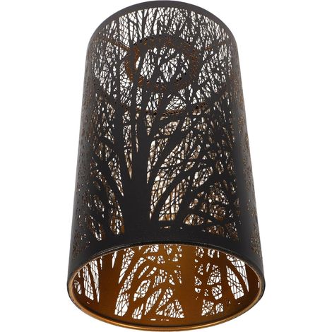 CCYKXAAbat-jour Cylindrique en Métal Noir à Motif Forêt Ajouré, Petit Modèle, pour Lampe sur Pied, Luminaire Décoratif pour Lampe de Table et Éclairage (1/5)