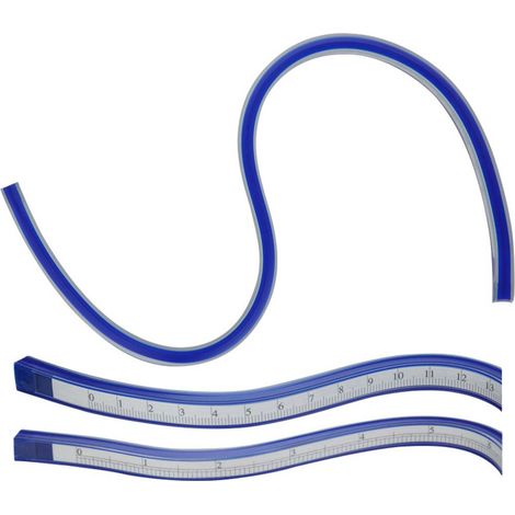 Donau Elektronik MLK60 Righello per curve Plastica, Acciaio Blu 60 cm