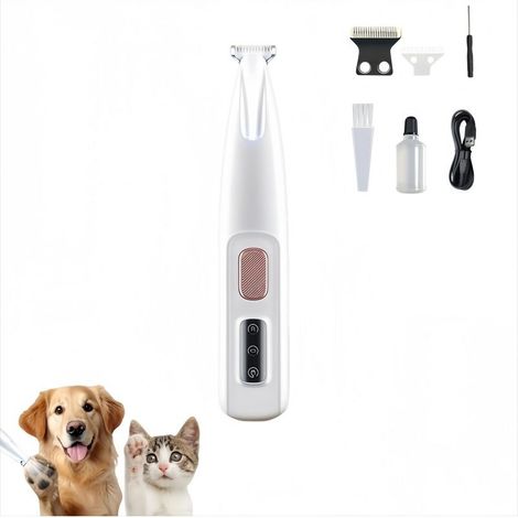 Tondeuse pour chat silencieuse avec lumière LED Lames en acier inoxydable Étanche IPX4 Autonomie 1,5h Réduction du bruit 35dB (1/5)