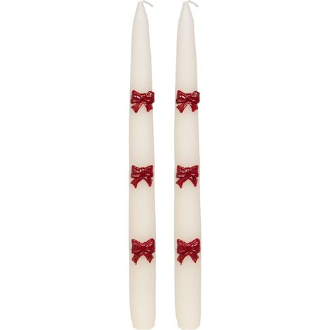 Amadeus - Coffret 2 chandelles noeuds rouge en cire H25,5 cm