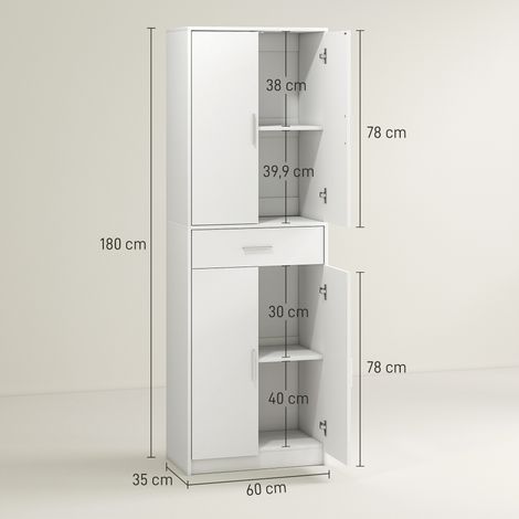 Küchenschrank, 3-stufig verstellbare Regale, Spanplatten, MDF, viel Stauraum, Weiß (1/5)