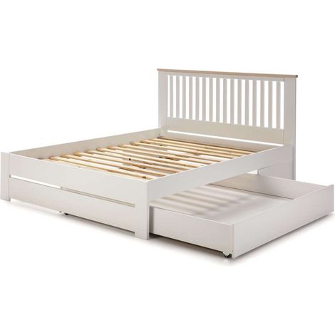 Cama para matrimonio modelo Elara con somier + cajón acabado blanco. Para colchón de 140x190 cm (1/4)