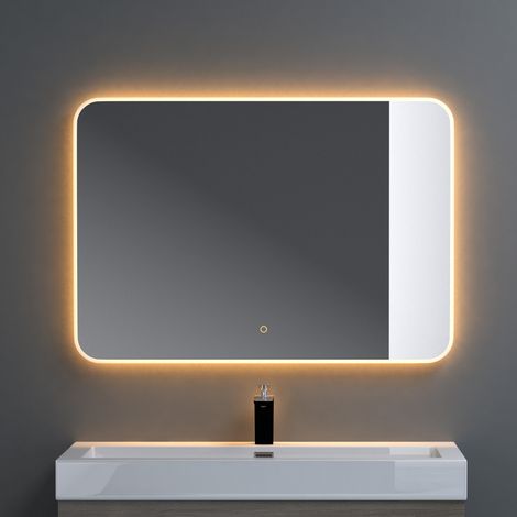 doporro® Luz Badspiegel-03 LED-Beleuchtung 1000x700mm Stufenloses Dimmen Wandspiegel Beschlagfrei mit Touchbedienung 5 mm Glas (1/5)