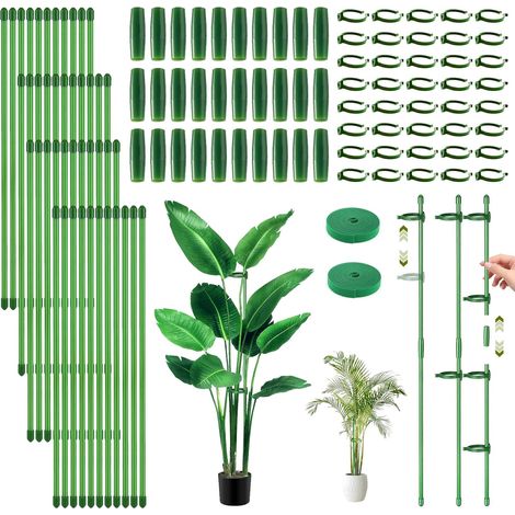 Lot de 40 Tuteurs pour Plantes de 30 cm avec 40 Boucles Réglables, 30 Tubes d'extension et 2 Attache, Tuteurs pour Tomates, Plantes d'intérieur pour Soutenir Les Légumes et Les Fleurs (40pcs)