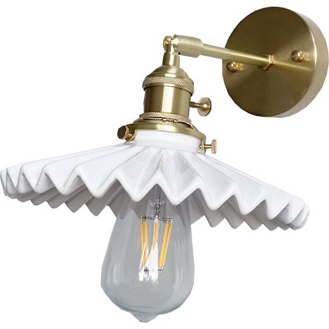 Appliques murales avec interrupteur, Ombre en céramique blanc lait Vanity Wall Luminaire, éclairage de lecture en métal moderne pour chambre à coucher (1/5)
