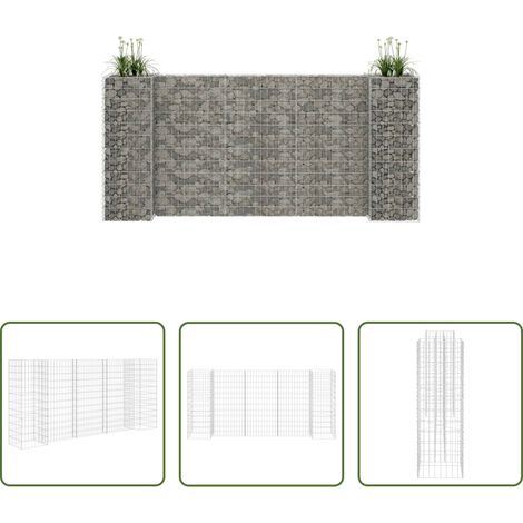 Bordure de jardin - Jardinière à gabion en H Fil d'acier 260x40x120 cm (1/5)