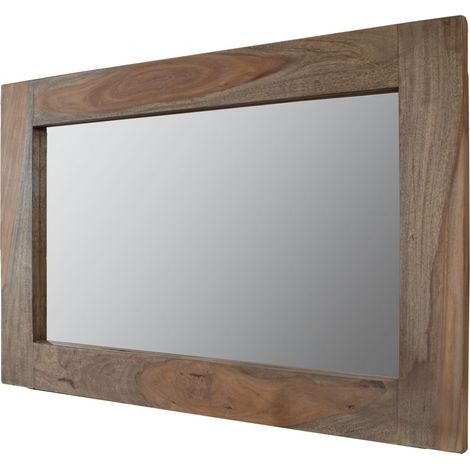 Miroir horizontal 90x60cm - Bois de Sheesham/Palissandre huilé (Taupe) - NATURE GREY 709