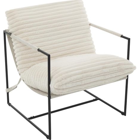 Fauteuil lounge métallique sherpa beige coussin amovible, fauteuil de relaxation pour chambre bureau et maison (1/5)