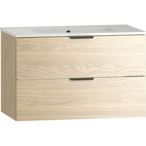 Waschtisch 80cm Astrid mit 2 Schubladen, Holzoptik