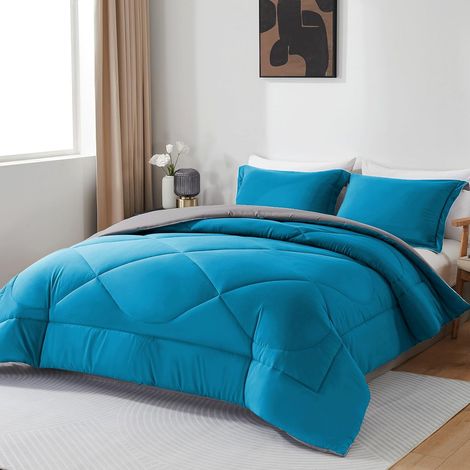 Couette 300GSM en Microfibre, Édredon Lit 1 Personne 155x220 cm, Toutes 4 Saisons et Hiver pour Lit 90x190, Chaud Épais Garnissage 300g/m², Taie d'oreiller -Taille 50x80 cm (1/5)