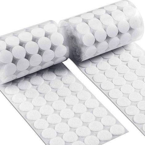 Autocollants Velcro ronds, 450 paires de cercles de 15 mm avec support auto-adhésif à crochet et boucle, 900 pastilles auto-adhésives rondes à crochet et boucle, pastilles et coins auto-adhésifs (1/5)