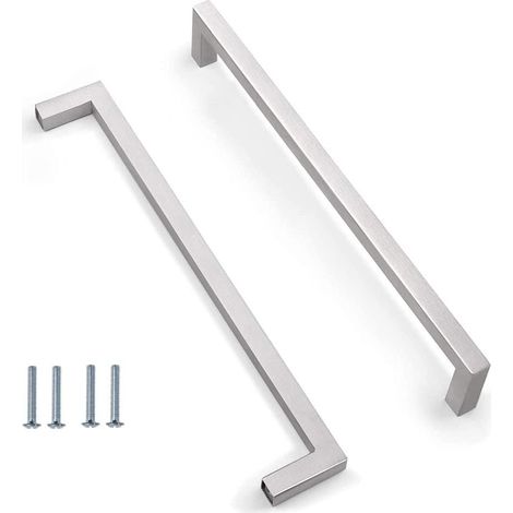 2 Poignées Acier Inoxydable Entraxe 256mm Meuble Cuisine Tiroir Armoire Argent