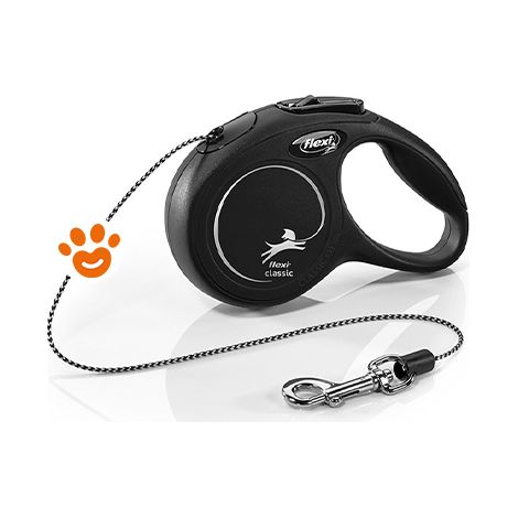 Flexi Guinzaglio Nero a Corda - Flexi Guinzaglio Nero a Corda - XS