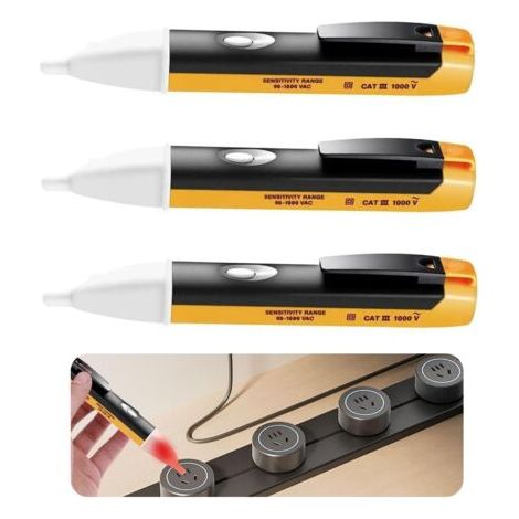 Ensemble de 3 détecteurs de tension sans contact, stylos de test électrique, sondes de puissance et détecteurs de rupture de fil (1/5)