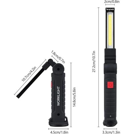Lampe torche LED lot de 2 rechargeable magnétique 5 modes USB (1/3)