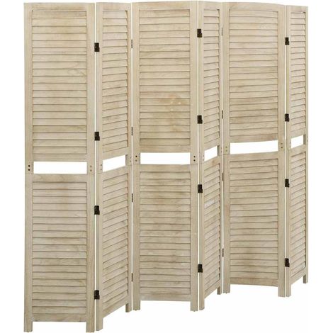 Cloison de séparation 6 panneaux-Paravent-Séparateur de pièce 210x165 cm Bois de Paulownia (1/5)