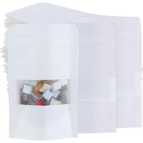 Lot de 100 sachets alimentaires en papier kraft refermables, réutilisables et à fermeture zip, pour conserver les aliments. (1/5)