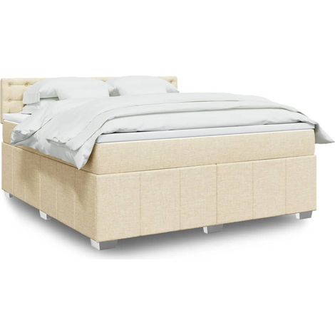 Boxspringbett mit Matratze Creme 180x200 cm Stoff