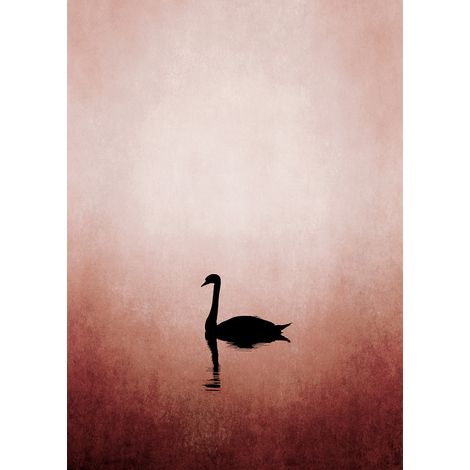 Papier peint panoramique rose et noir Tapisserie panoramique animaux pour chambre d'enfant Papiers peints panoramique à motif cygne (1/2)