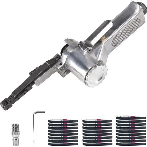 28 Pièces Ponceuse À Bande Pneumatique Portable Avec Poignée Rotative 360°, 25 Bandes 330x10mm, Mini Ponceuse À Bande/Polisseuse, Outil Pneumatique Pour Carrosserie Pour Métal, Bois, Polissage (1/5)