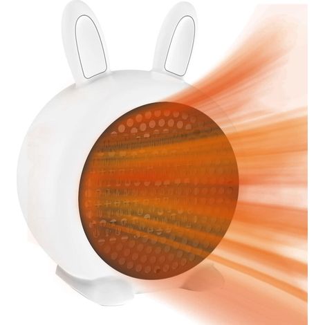 Radiateur électrique soufflant blanc 800W, chauffage d'appoint compact avec interrupteur à bascule et protection anti-surchauffe, appareil de chauffage mural ou posable, idéal petite pièce. (1/4)