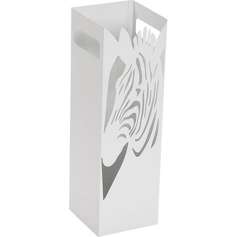 Porta ombrelli bianco con vaschetta scola pioggia decoro zebra per negozio ufficio ingresso casa in metallo (1/4)