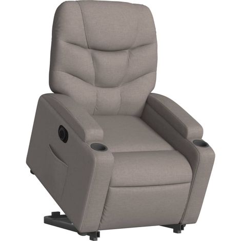 Poltrona relax TV con comodissima funzione di sollevamento elettrico in tessuto tortora DEC028587