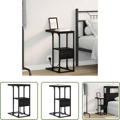 Rangement chambre -  Cabinet de chevet Chêne noir 41,5 x 26 x 60,5 cm (1/5)