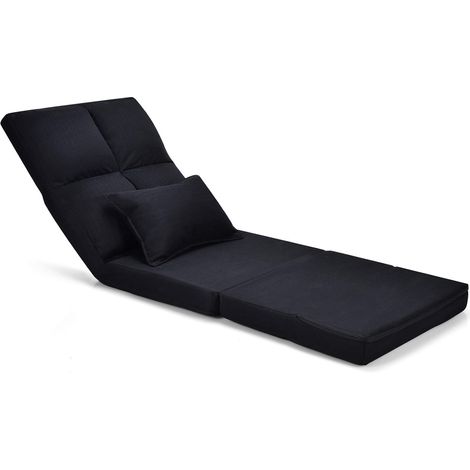 COSTWAY Sofá de Suelo con Respaldo Ajustable Silla Plegable con Función Reclinable y Cojín Lumbarde Asiento Meditación Carga hasta 100kg (Negro) (1/5)