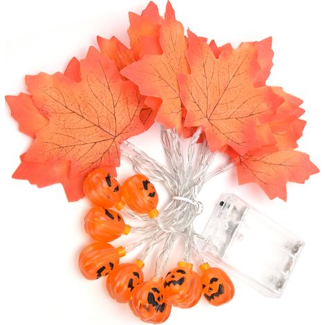 Guirlande LED Automne Citrouille Feuilles d'Érable Rouge 20 LEDs pour Intérieur Extérieur (1/5)