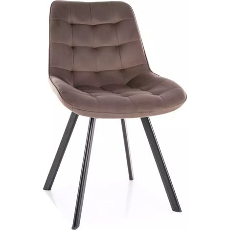 Chaise velours pivotante cappuccino piétement métal noir mat assise haute et design doux MONTAJ (1/5)