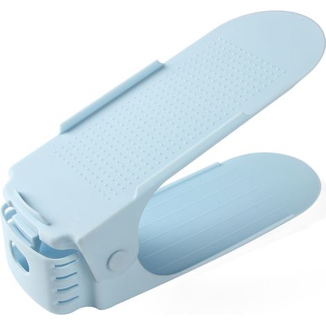 Rangeur de Chaussures Double Étage Épaissi avec 4 Hauteurs Adjustables - Solution Gain de Place pour Chaussures Bleu (1/5)