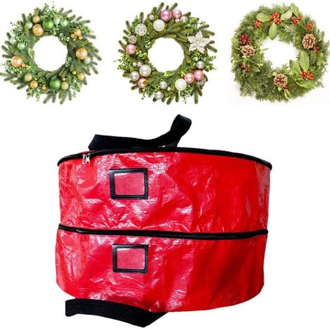 Doppellagige Aufbewahrungstasche für Weihnachtskränze, großes Fassungsvermögen, Aufbewahrungsbox mit Doppelreißverschluss und Tragegriffen (1/5)