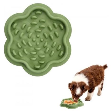 Green Silicone Anti Glutton Dog Bowl, Large Non-Slip Dog Bowl, Slow Bowl for Eating, Reduces Bloating, Easy to Clean (1/5)